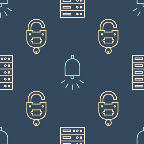 Set line server data web hosting lock and key vector image