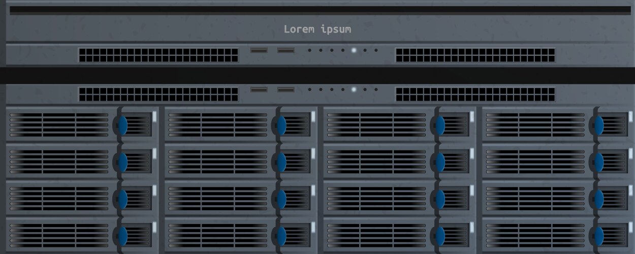 3d close up server rack cluster in data center vector image