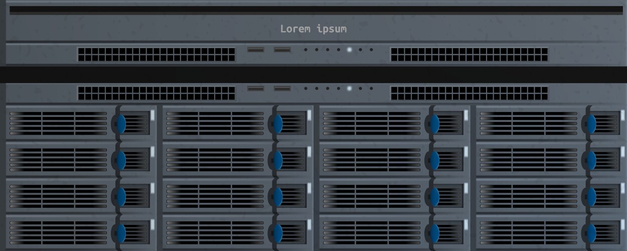 3d close up server rack cluster in data center vector image