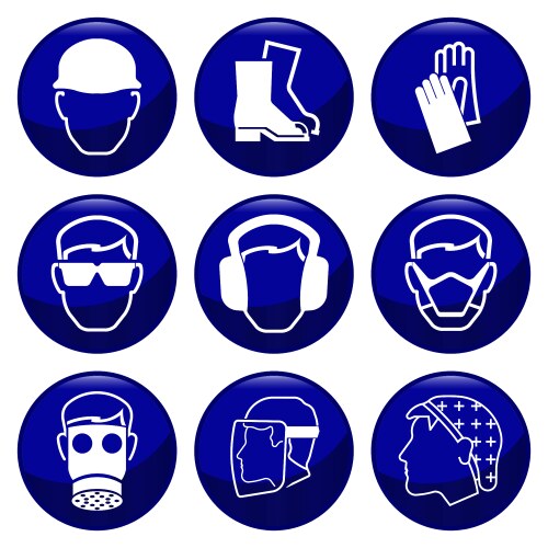 Safety construction equipment icon set Royalty Free Vector
