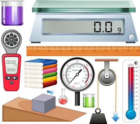 Science Measuring Tools Ruler Image Large set different measurement tools on white Vector Image