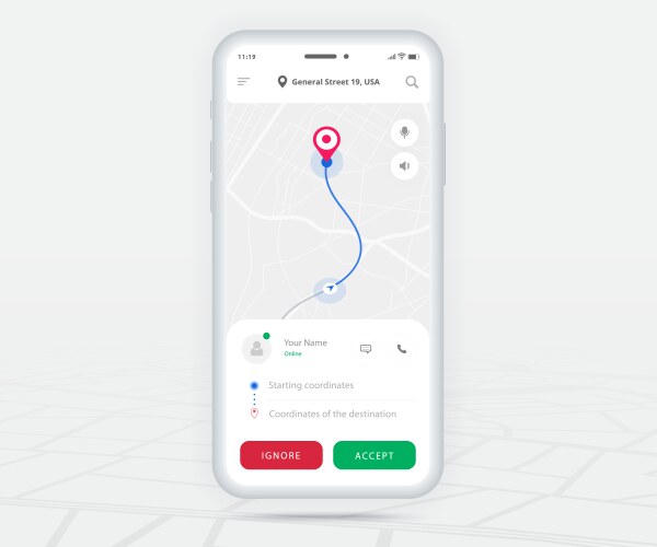 Map gps navigation ux ui concept smartphone vector image
