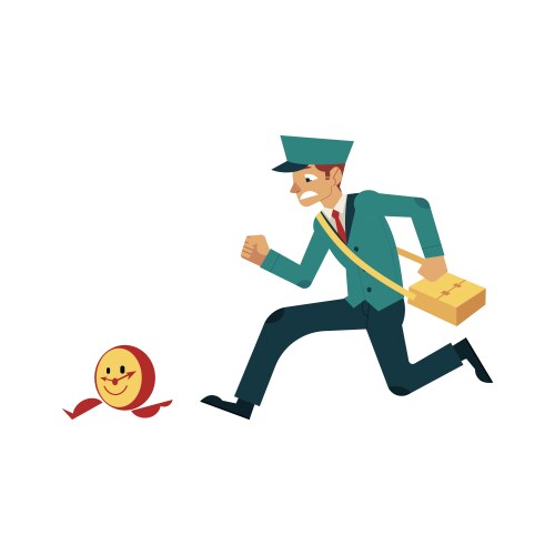 Character of worker with time design concept vector image