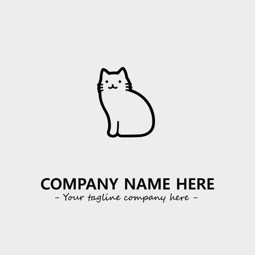 Cat character black and white for logo company Vector Image