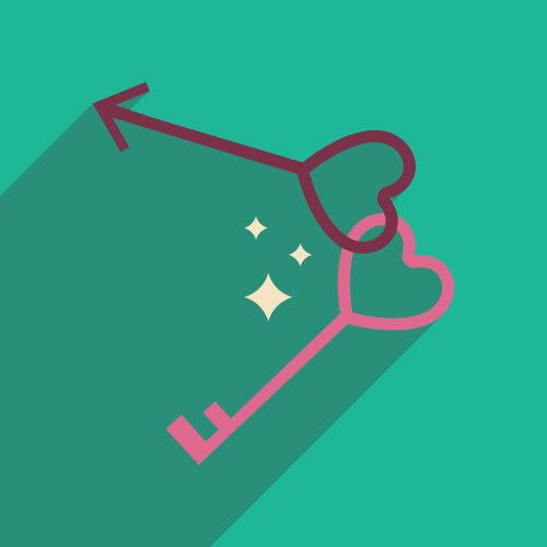 Flat web icon with long shadow keys heart vector image