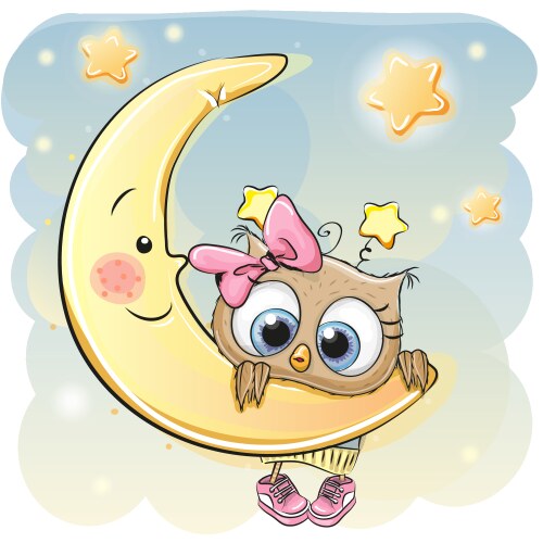 Little mouse on moon cartoon Royalty Free Vector Image