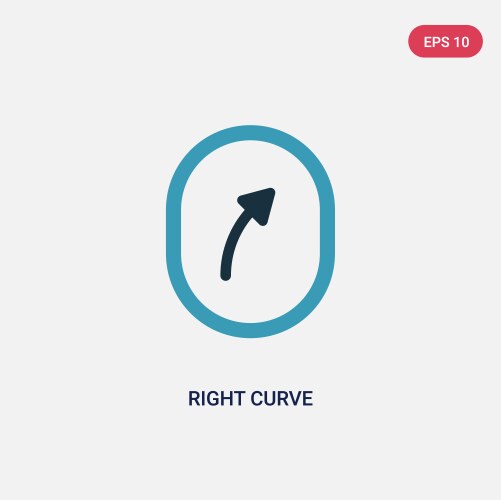 Two color right curve icon from user interface vector image
