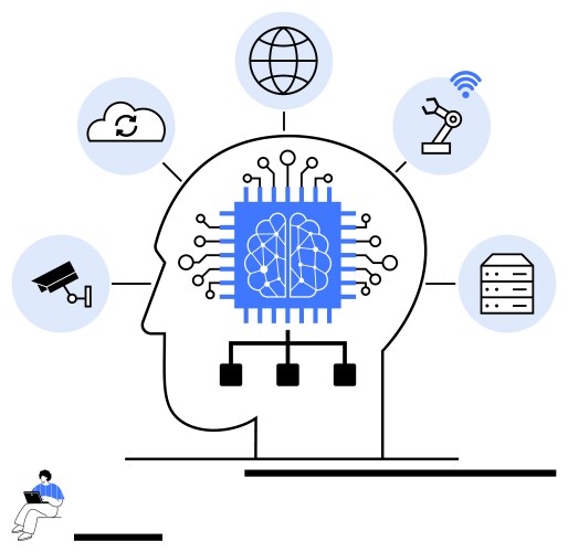 Artificial intelligence integrating technology vector image