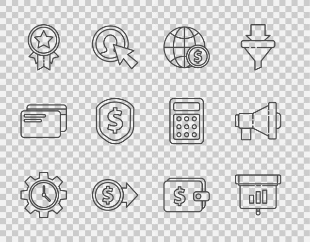 Set line time management graph chart diagram vector image