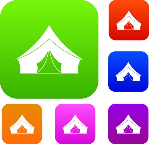 Tent with a triangular roof set color collection vector image