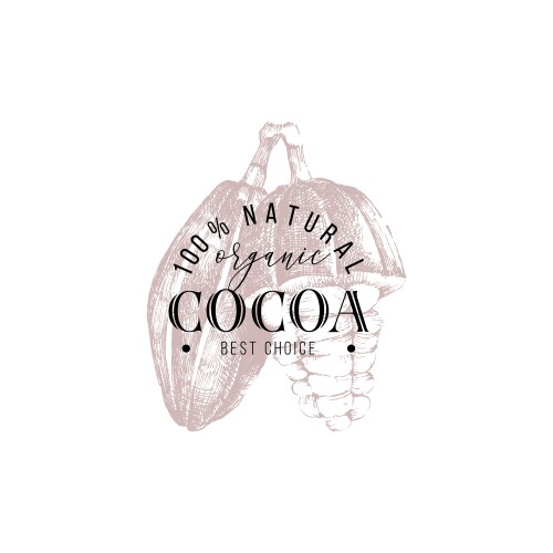 100 percent natural organic cocoa emblem vector