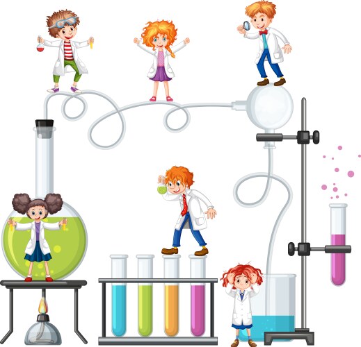 Scientist doing science experiment in the lab vector image