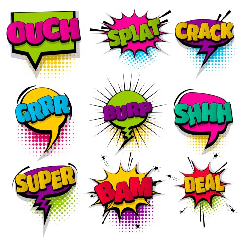 Pop art comic text speech bubble Royalty Free Vector Image