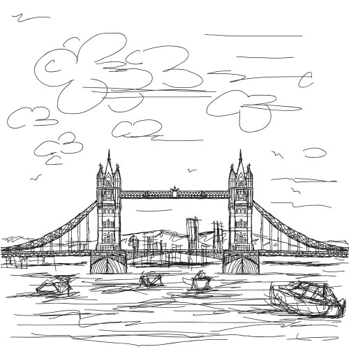 London tower bridge design drawing Royalty Free Vector Image