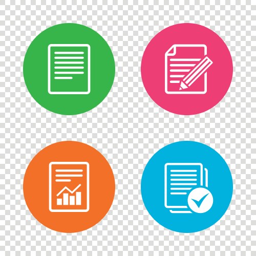 Document icons file with chart and checkbox vector image