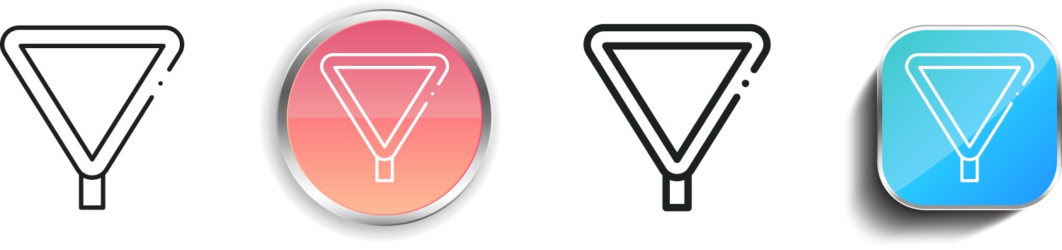 Give way icon thin linear regular and button vektorbild