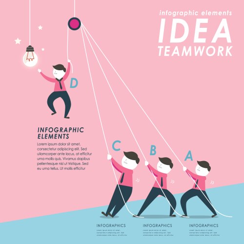 Flat design for team work concept Royalty Free Vector Image