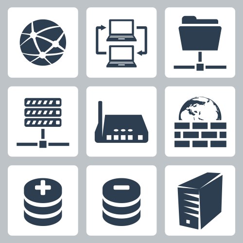 Computer Network Icons - Connection & Security vector image