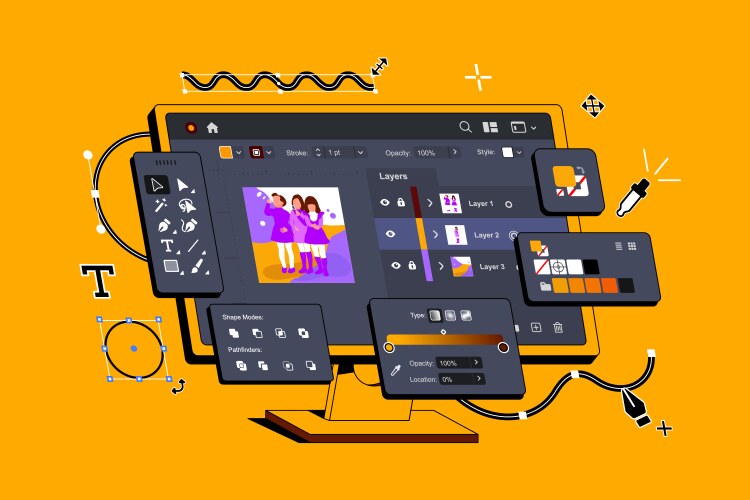 Program for application creating vector image