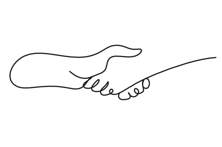 Abstract handshake as line drawing on white Vector Image