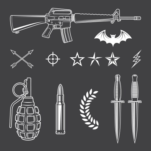 military emblem elements set vector image