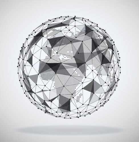 Global network sphere with a pixel map inside vector image