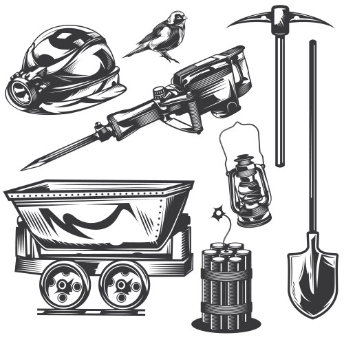 Set of miner elements for creating your own vector image