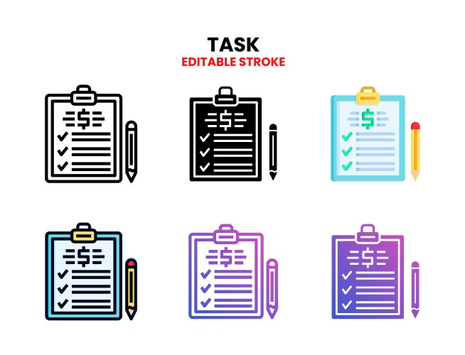 Task icon set with different styles vector image