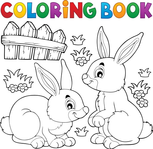 Coloring book rabbit topic 2 Royalty Free Vector Image