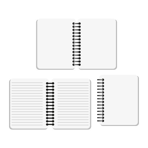 Notebook icons open and closed spiral binding vector image