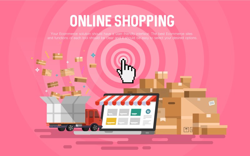 Online shopping concept desktop vector image