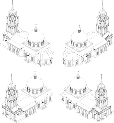 Russian Orthodox Church Sketch Vector Image