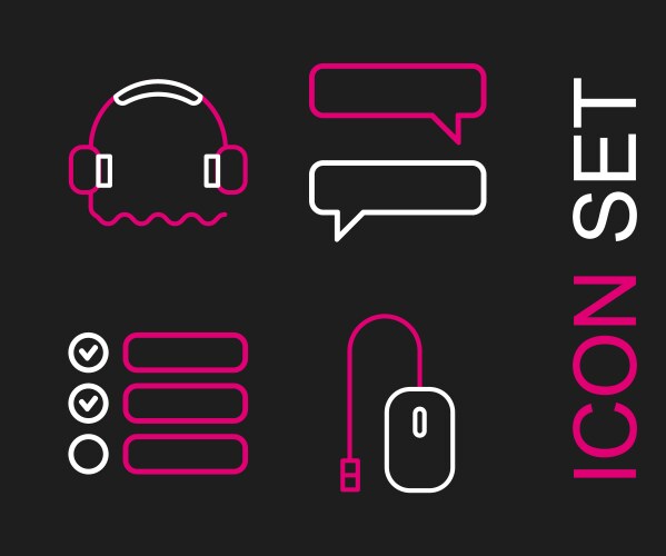 Set line computer mouse task list speech bubble vector image