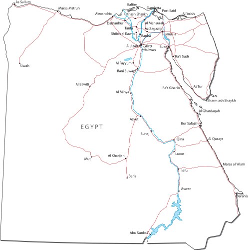 Black White Egypt Outline Map Vector Images (over 270)