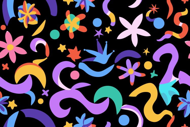 Fun shapes children seamless pattern flower Vector Image