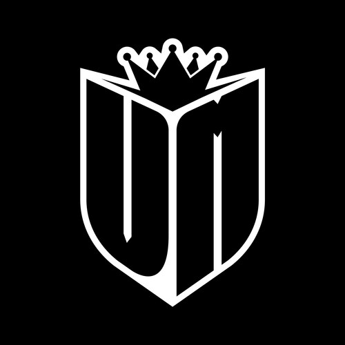 Lx logo shield shape with geometric crown inside Vector Image