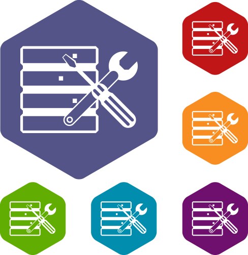 Database with screwdriverl and spanner icons set vector image