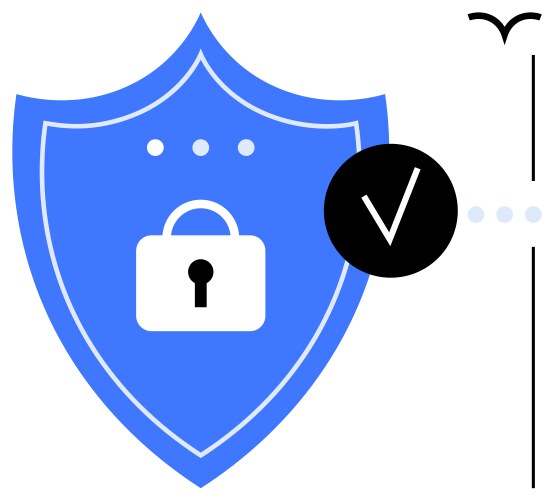 Shield with padlock and checkmark symbolizing vector image