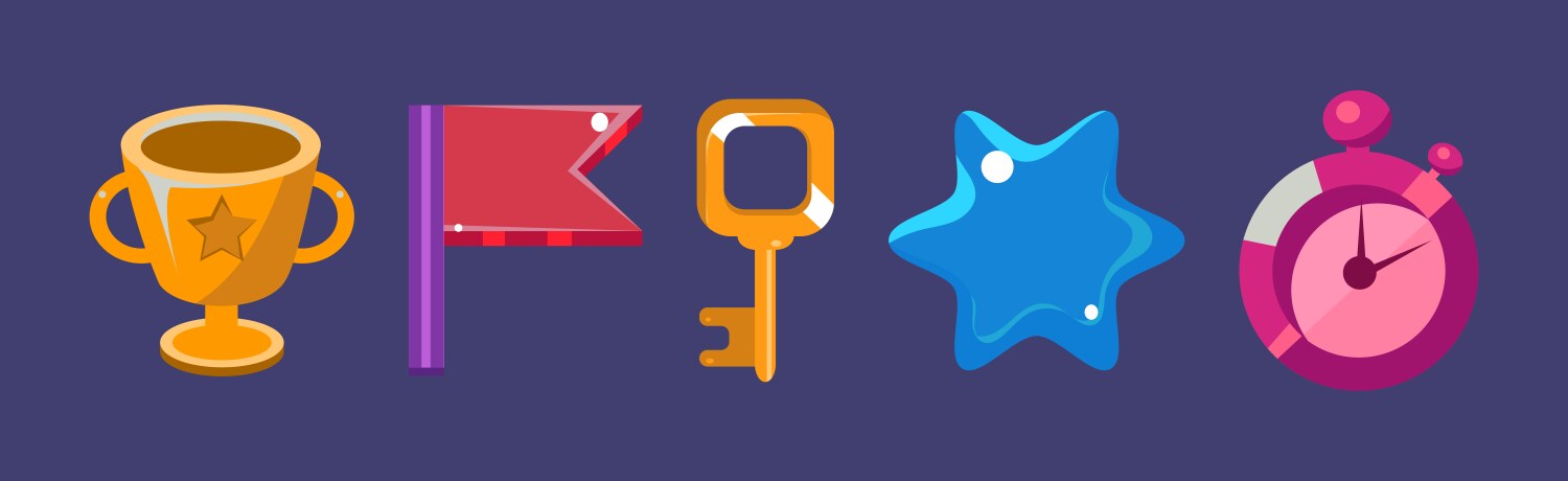 Game icon and glossy ui design element set vektorbild