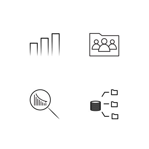Data analytics linear icons set simple outline vector image
