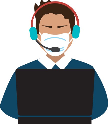 Man agent call center with face mask vector image