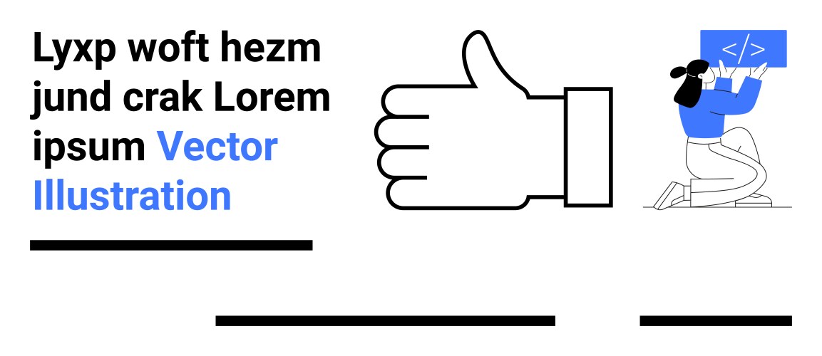 Thumbs up graphic with coder and placeholder text vector image