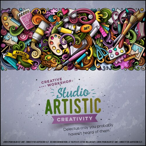 Colorful Doodles Art Card Vector Image