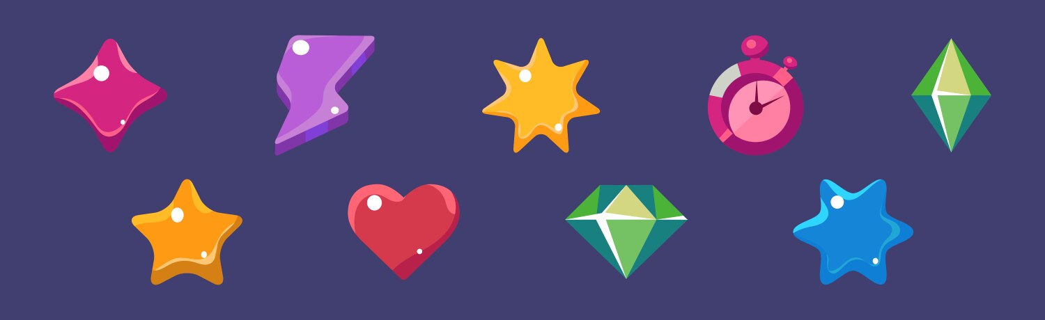 Game icon and glossy ui design element set vector image