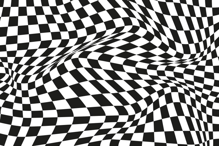 Groovy wavy checkered pattern background retro vector image