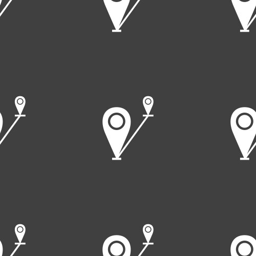 Map pointer icon sign seamless pattern on a gray vector image