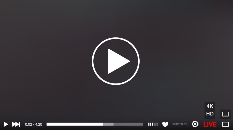 Video player window with menu and buttons panel vector image