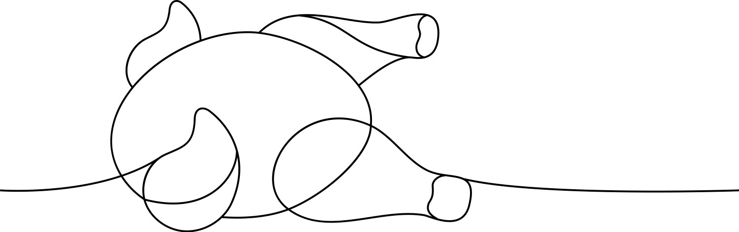 Whole chicken body meat one line continuous Vector Image