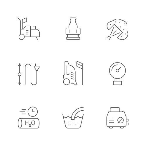 Set line icons of high pressure washer vector image