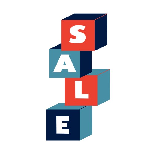 Concept card for sales colorful blocks with word vector image